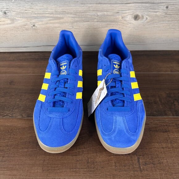 adidas Gazelle Indoor Mens Size 10.5 Blue Pure Sulfur Gum JQ2691 - Picture 4 of 9